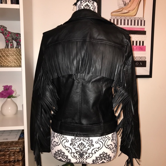 🚫 SOLD 🚫 Faux Leather Fringe Jacket - Picture 8 of 15